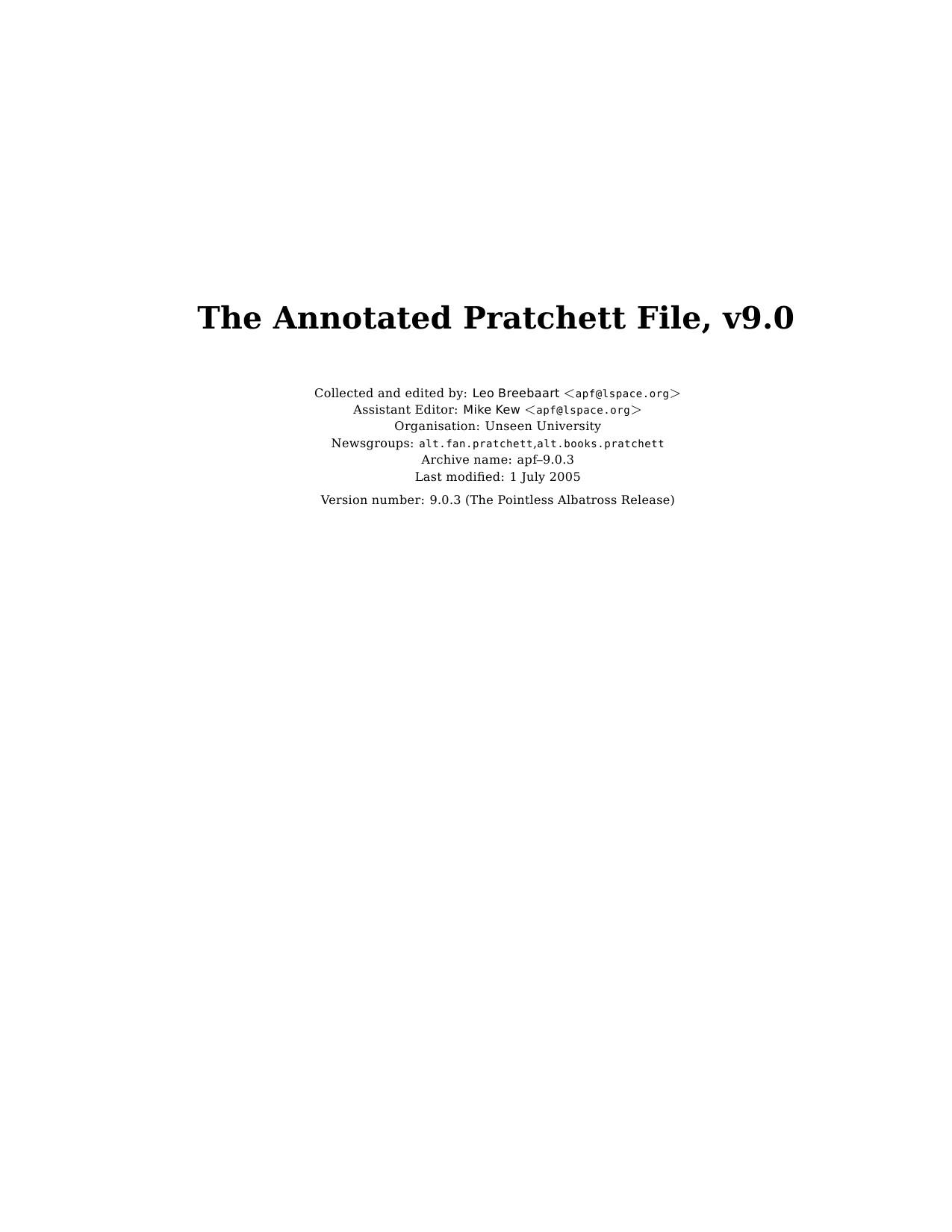 The Annotated Pratchett File, v9.0